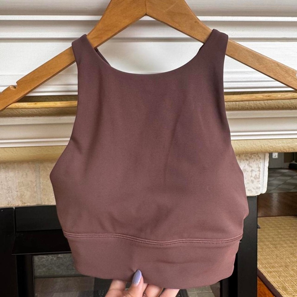 Lululemon energy high neck long line tough bra medium support size 4 dark oxide
